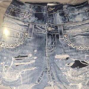 Miss Me And EdHardy Light Blue Denim Vest with Signature Embroidery